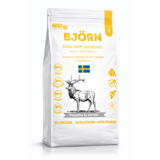 Sucha Bezzbożowa Karma Dla Psa z Jeleniem  i Zimniakami Hipoalergiczna